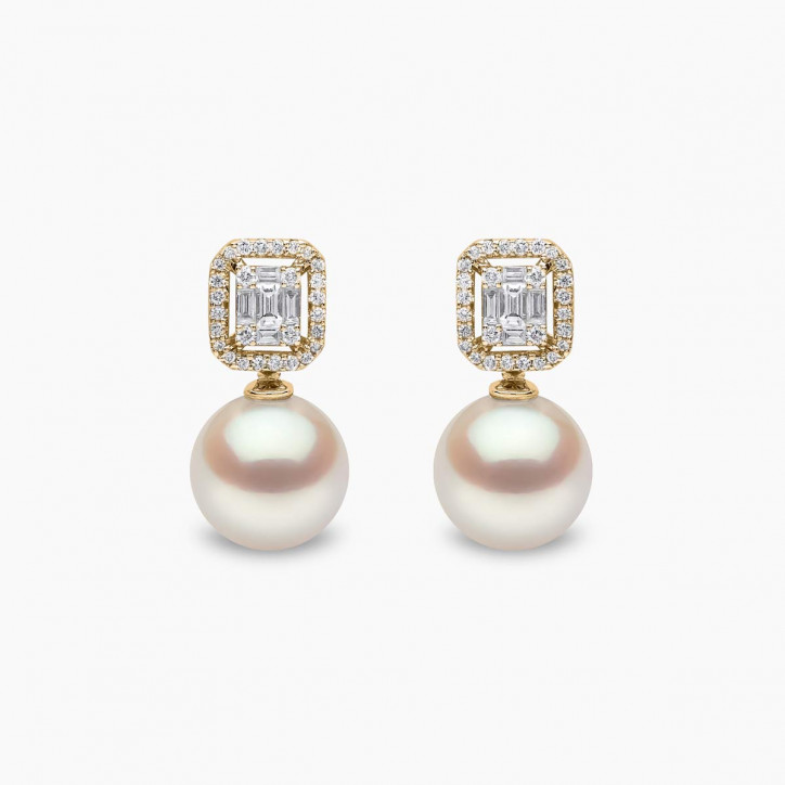 Starlight 18K Gold Pearl and Diamond Cosmic Earrings