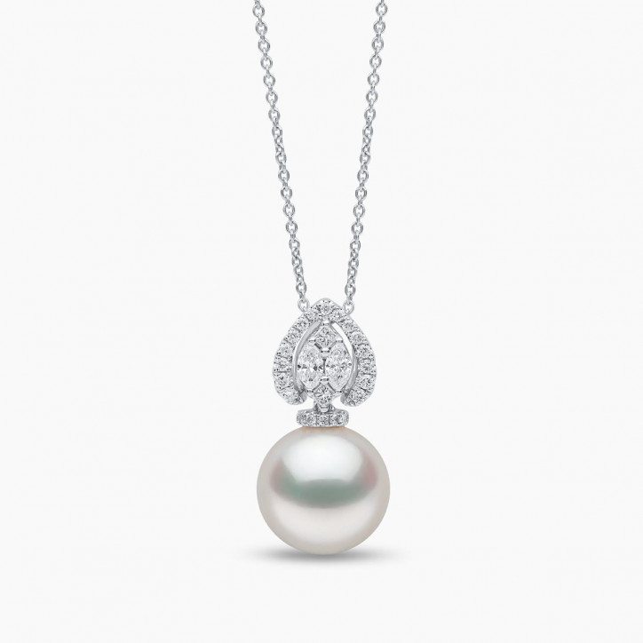 Glitz 18K Gold South Sea Pearl and Diamond Halo Pendant