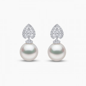 Glitz 18K Gold South Sea Pearl and Diamond Halo Earrings