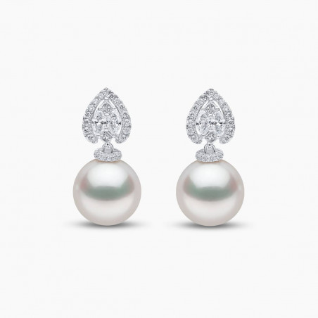 Glitz 18K Gold South Sea Pearl and Diamond Halo Earrings