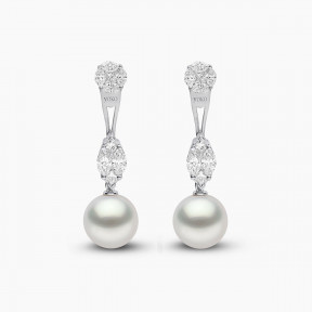 Glitz 18K Gold South Sea Pearl and Diamond Drop Earrings