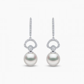 Jazz 18K Gold Pearl and Diamond Drop Earrings