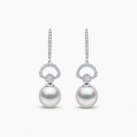 Jazz 18K Gold Pearl and Diamond Drop Earrings