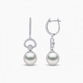 Jazz 18K Gold Pearl and Diamond Drop Earrings