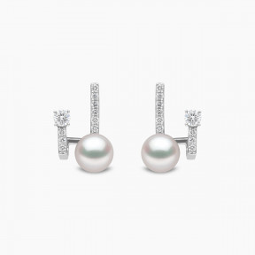 Baby Glitz 18K Gold Pearl and Diamond Illusion Earrings