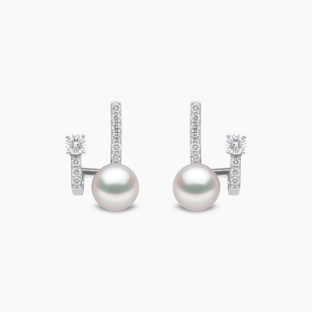 Baby Glitz 18K Gold Pearl and Diamond Illusion Earrings