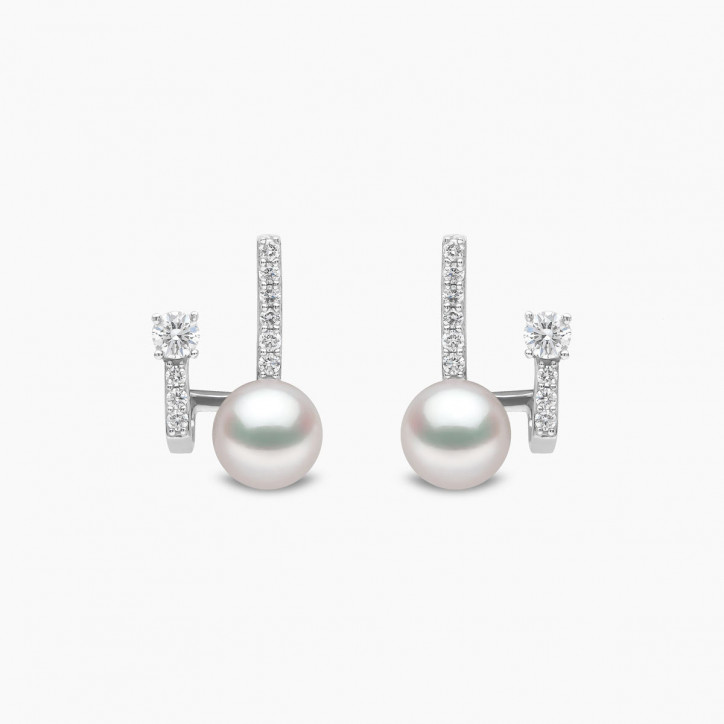 Baby Glitz 18K Gold Pearl and Diamond Illusion Earrings