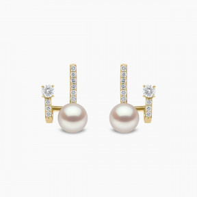 Baby Glitz 18K Gold Pearl and Diamond Illusion Earrings