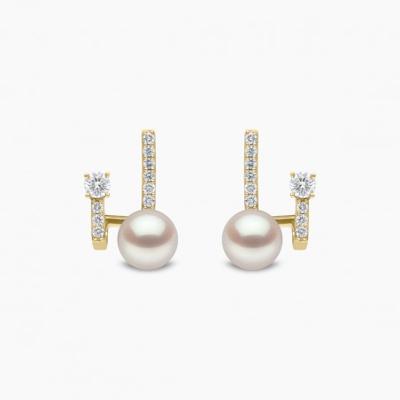 Baby Glitz 18K Gold Pearl and Diamond Illusion Earrings