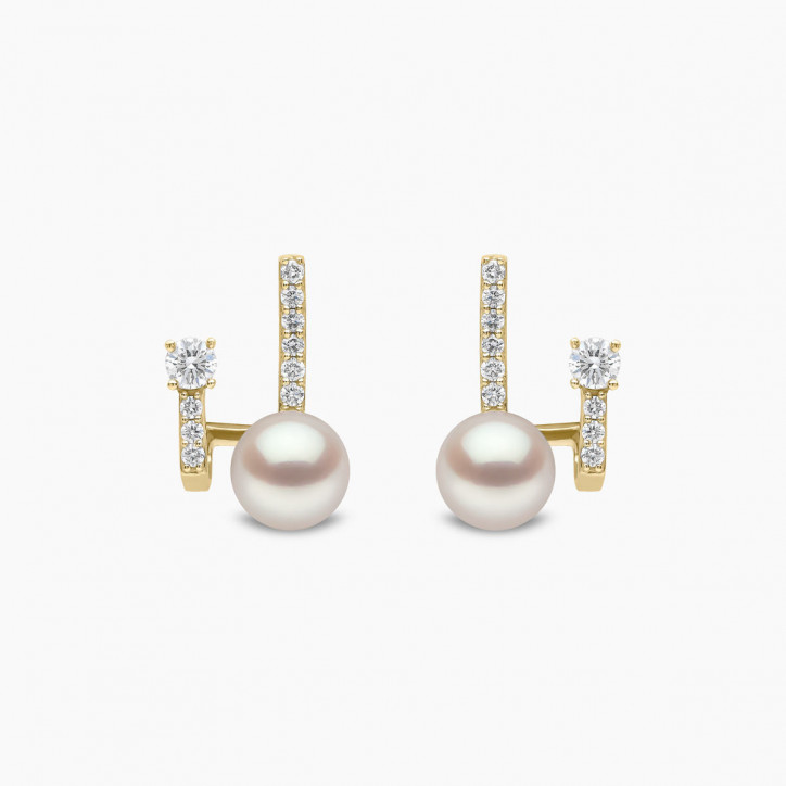 Baby Glitz 18K Gold Pearl and Diamond Illusion Earrings