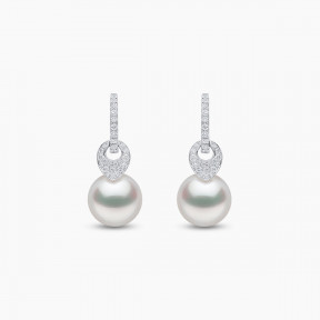 Jazz 18K Gold Pearl and Diamond Link Earrings