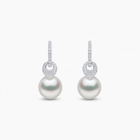 Jazz 18K Gold Pearl and Diamond Link Earrings