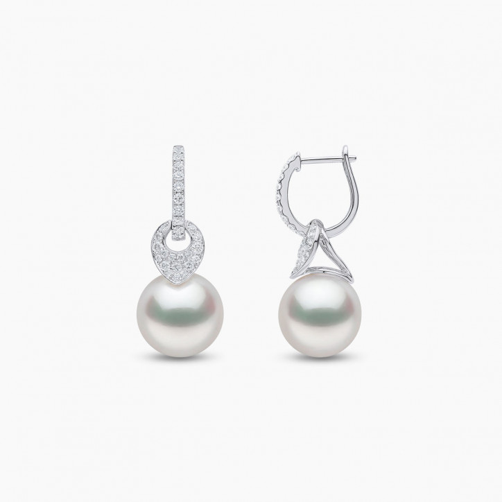 Jazz 18K Gold Pearl and Diamond Link Earrings