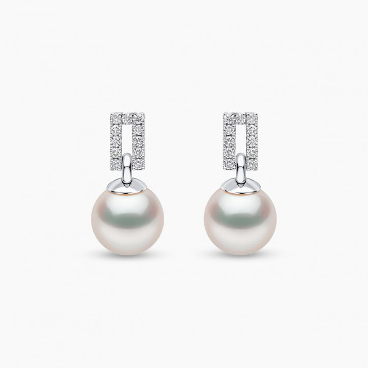 Jazz 18K Gold Akoya Pearl and Diamond Earrings