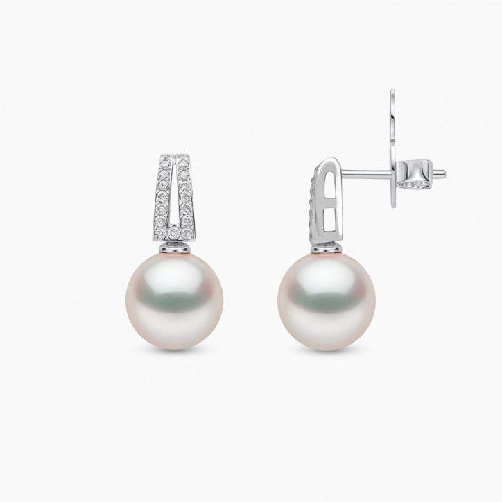 Jazz 18K Gold Akoya Pearl and Diamond Earrings