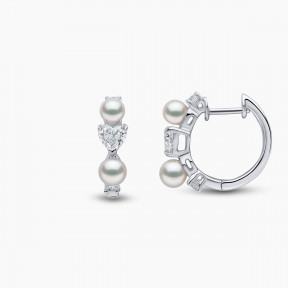 Baby Glitz 18K Gold Akoya Pearl and Heart-Cut Diamond Hoop Earrings