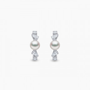 Baby Glitz 18K златни обеци с перли и диаманти Akoya