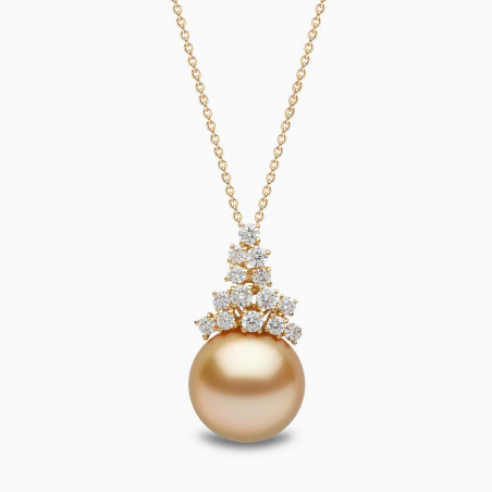 Duchess 18K Gold Golden Pearl and Diamond Cluster Pendant