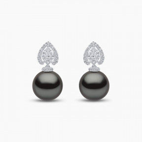 Duchess 18K Gold Tahitian Pearl and Diamond Halo Earrings