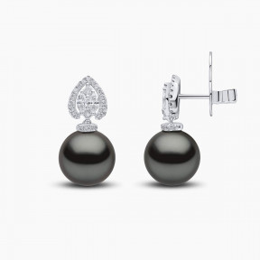 Duchess 18K Gold Tahitian Pearl and Diamond Halo Earrings