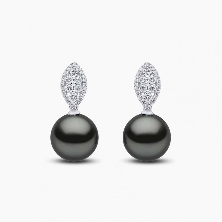 Duchess 18K Gold Tahitian Pearl and Diamond Cascade Earrings