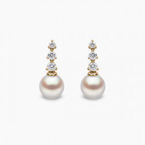 Diamond Classic 18K Gold Akoya Pearl Diamond Drop Earrings