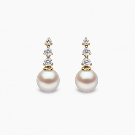 Diamond Classic 18K Gold Akoya Pearl Diamond Drop Earrings