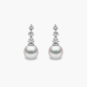 Diamond Classic 18K Gold Akoya Pearl Diamond Drop Earrings