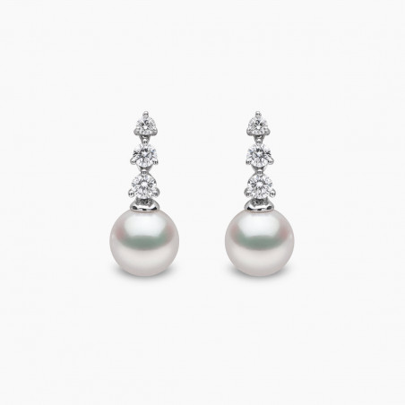 Diamond Classic 18K Gold Akoya Pearl Diamond Drop Earrings