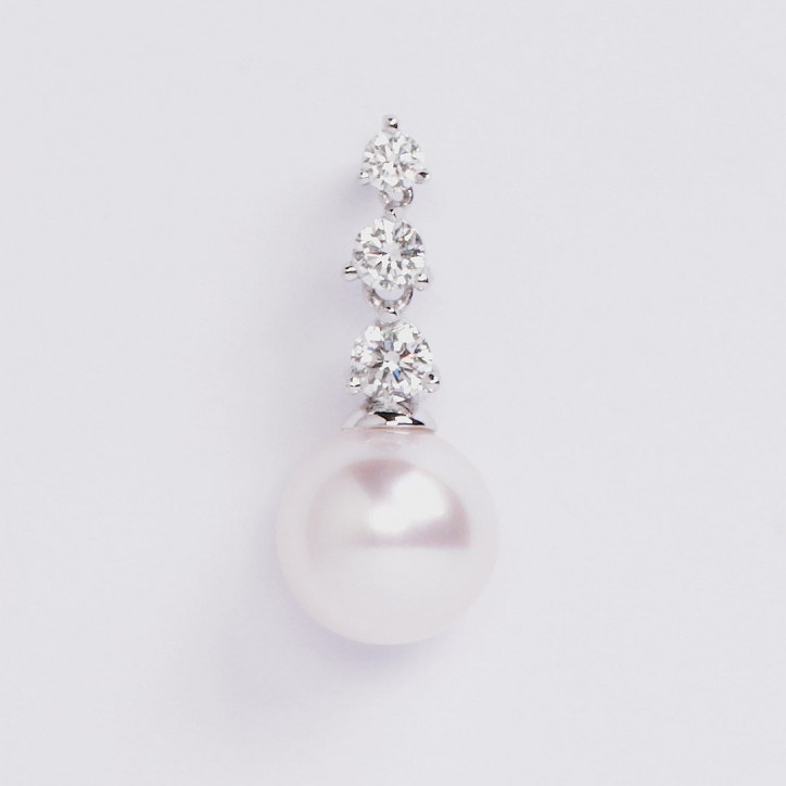 Diamond Classic 18K Gold Akoya Pearl Diamond Drop Earrings