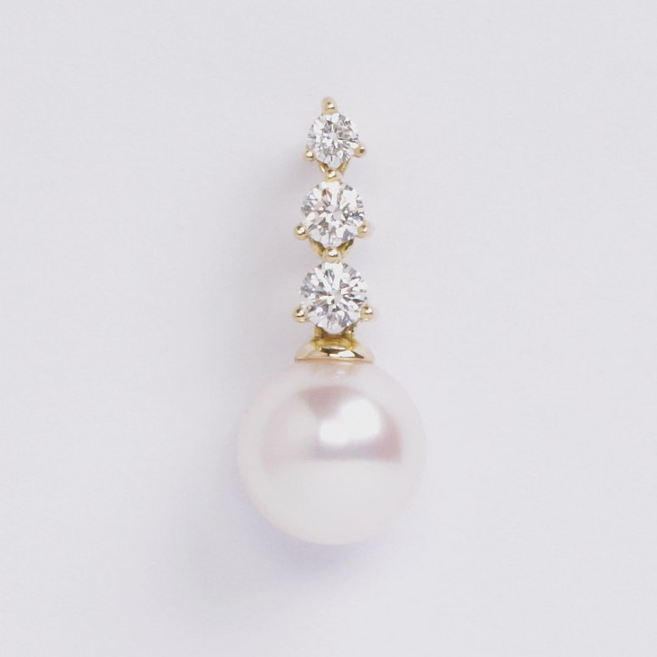 Diamond Classic 18K Gold Akoya Pearl Diamond Drop Earrings