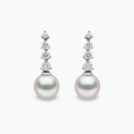 Diamond Classic 18K Gold Pearl Descending Diamond Earrings