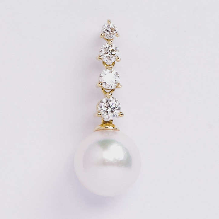 Diamond Classic 18K Gold Pearl Descending Diamond Earrings