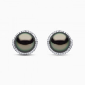 Duchess 18K Gold Tahitian Pearl and Diamond Stud Earrings