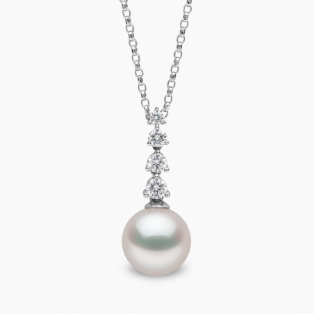 Diamond Classic 18K Gold Pearl Descending Diamond Pendant