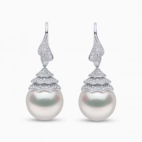 Duchess 18K Gold Pearl and Diamond Drop Earrings