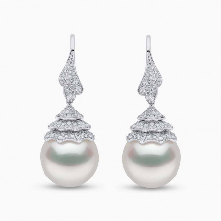 Duchess 18K Gold Pearl and Diamond Drop Earrings