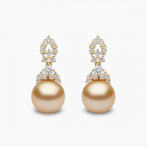 Duchess 18K Gold Pearl and Diamond Motif Earrings