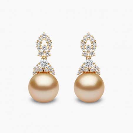 Duchess 18K Gold Pearl and Diamond Motif Earrings