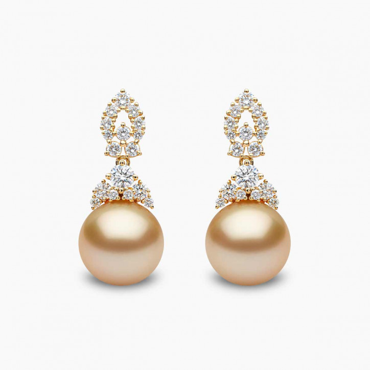 Duchess 18K Gold Pearl and Diamond Motif Earrings