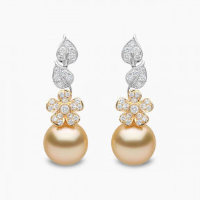 Duchess 18K Gold Pearl and Diamond Floral Motif Earrings