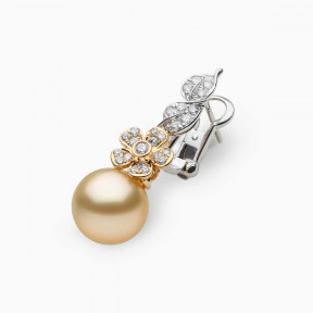 Duchess 18K Gold Pearl and Diamond Floral Motif Earrings