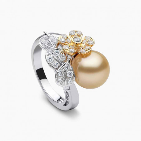 Duchess 18K Gold Pearl and Diamond Floral Motif Ring