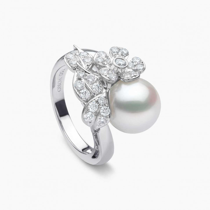 Duchess 18K Gold Pearl and Diamond Floral Motif Ring