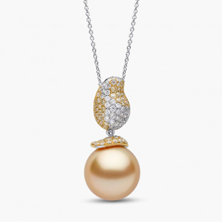 Sunrise 18K Gold South Sea Pearl Diamond Drop Pendant