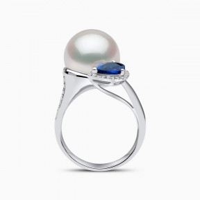 Ophelia 18K Gold South Sea Pearl Sapphire Diamond Ring