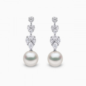 Glitz 18K Gold South Sea Pearl and Diamond Symphony Earrings