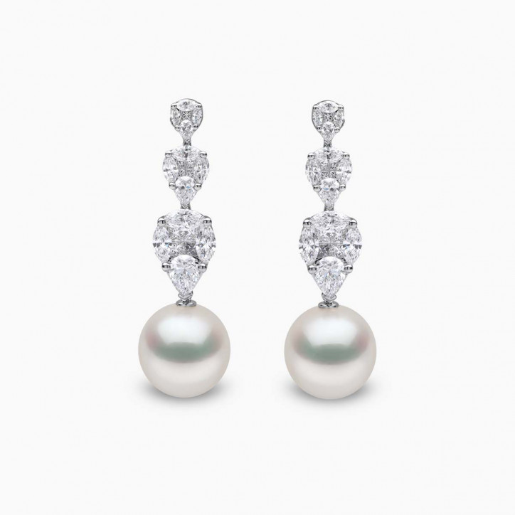 Glitz 18K Gold South Sea Pearl and Diamond Symphony Earrings