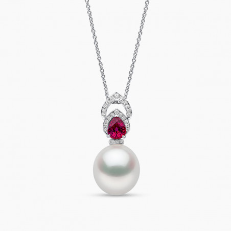 Ophelia 18K Gold South Sea Pearl Ruby Diamond Drop Pendant