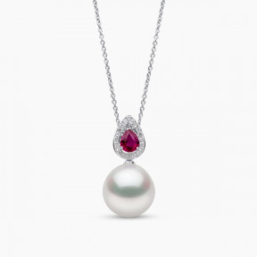 Ophelia 18K Gold South Sea Pearl Ruby Diamond Pendant